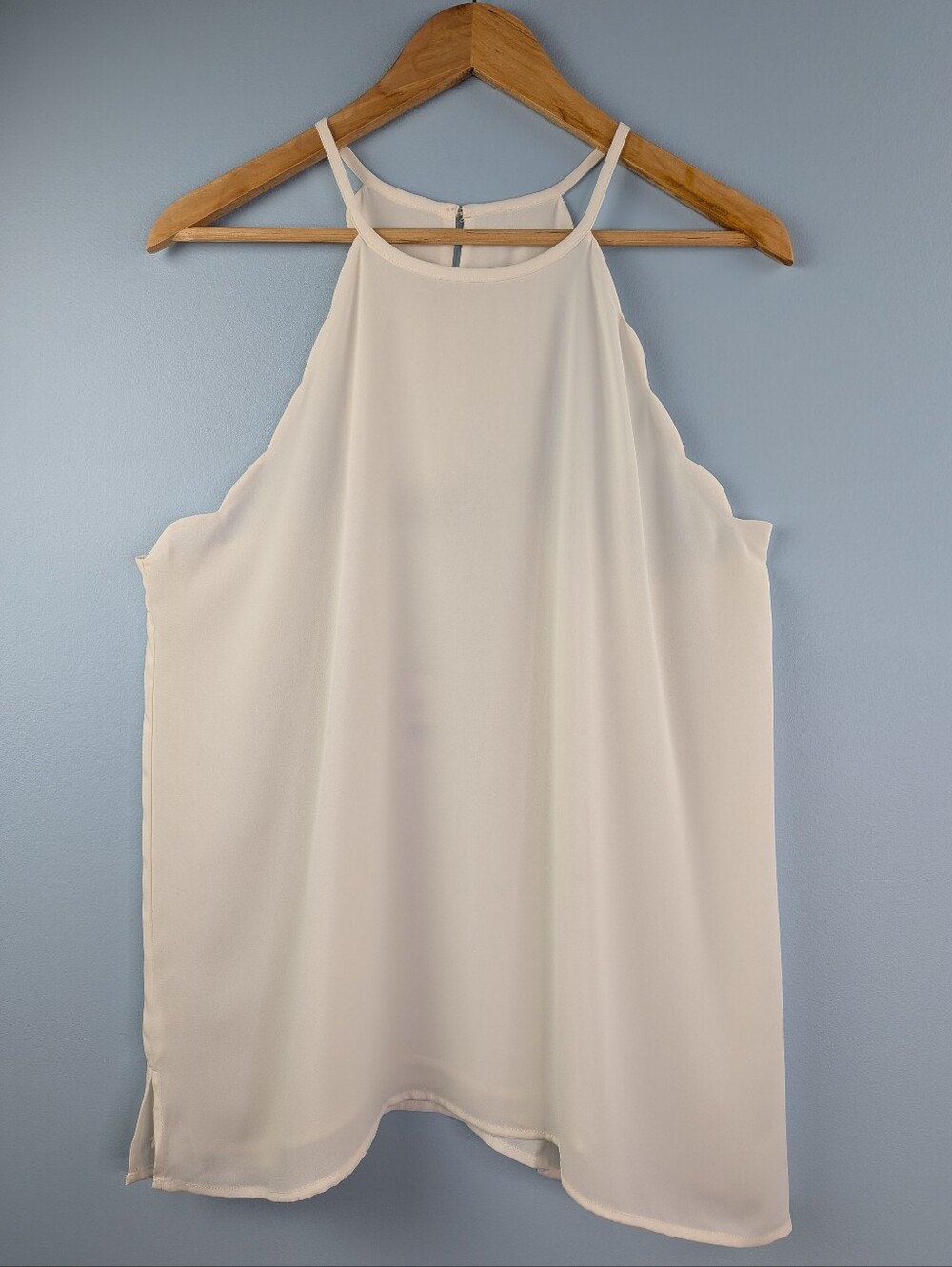 LOFT Cream Scalloped Halter Lined Top Medium